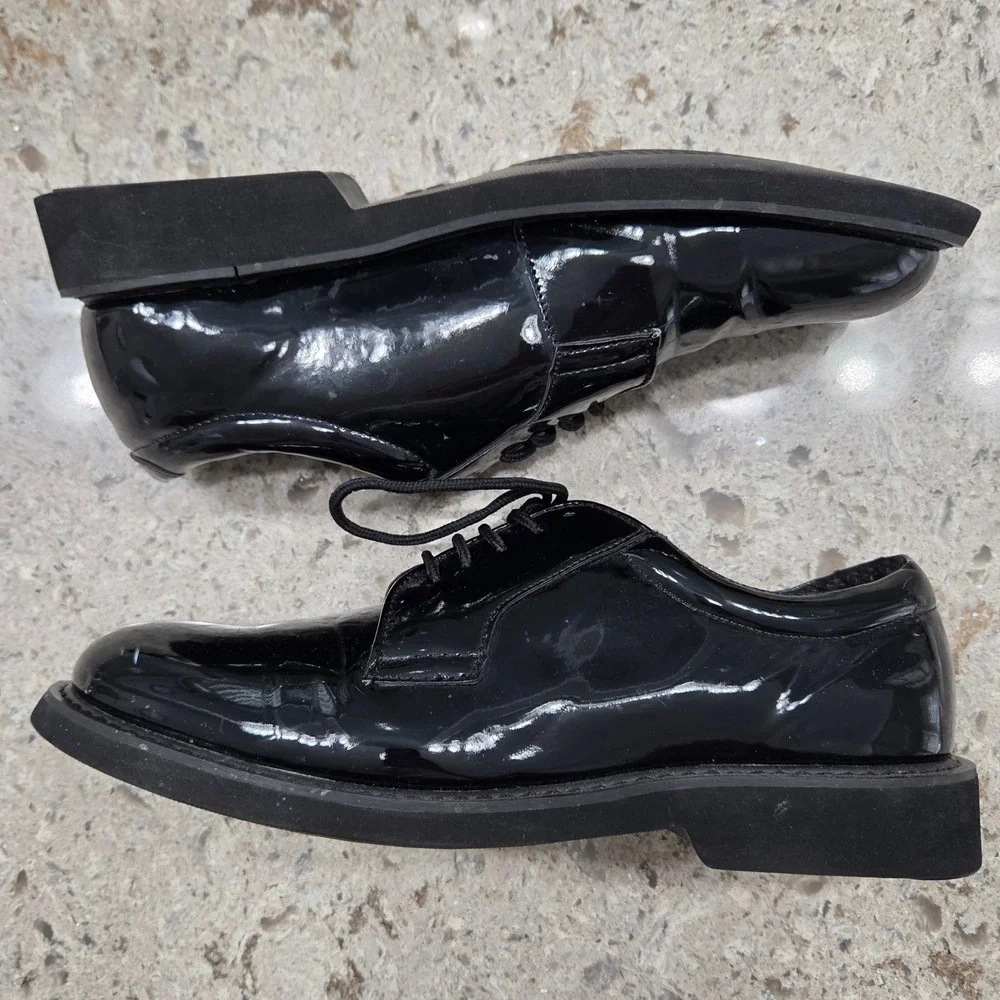 Tact Squad Mens Hi-Gloss Uniform Oxford Shoes Black Patent S200BK Size 10.5M